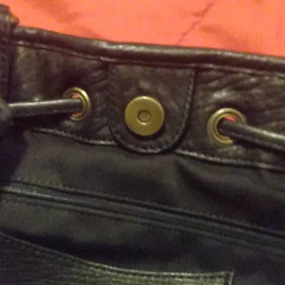 Black Leather drawstring purse - Picture 9 of 17